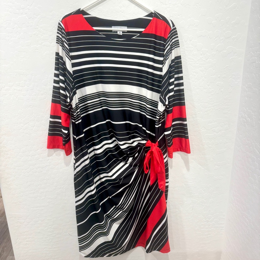 Shelby & Palmer Faux Wrap Dress Women 3X Striped Gathered Office Business Casual